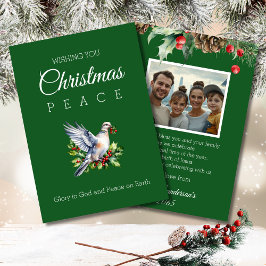 Cartes Pour Fêtes Annuelles Red Green Photo Peace Dove Christian Christmas