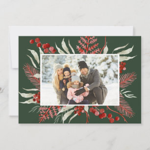 Cartes Pour Fêtes Annuelles Red Green Winter Botanical Christmas Photo