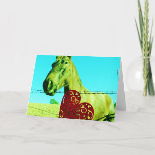 Cartes Pour Fêtes Annuelles Red Heart and Horse