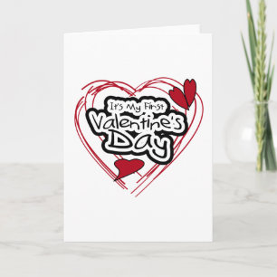 Cartes Pour Fêtes Annuelles Red Heart Black Text Première Saint-Valentin