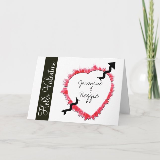 Cartes Pour Fêtes Annuelles Red Heart Outline avec Arrow Valentine's Day (Devant)