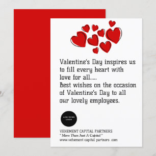 Cartes Pour Fêtes Annuelles Red Hearts Employés Bureau Logo Valentines Day