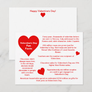 Cartes Pour Fêtes Annuelles Red Hearts Fun Facts Valentine's Day Card