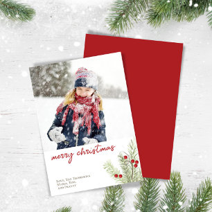 Cartes Pour Fêtes Annuelles Red Holly Berries Joyeux Noël une photo