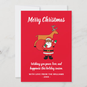 Cartes Pour Fêtes Annuelles Red Joyeux Noël Afro-Américain Père Noël