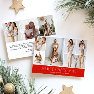 Cartes Pour Fêtes Annuelles RED Joyeux Noël Elégant 9 Collage Multi Photo