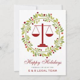 Cartes Pour Fêtes Annuelles Red Justice Scale Holly Wreath Law Firme Noël