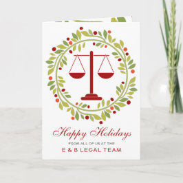 Cartes Pour Fêtes Annuelles Red Justice Scale Holly Wreath Lawyer Christmas