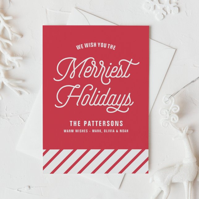Cartes Pour Fêtes Annuelles Red Merriest vacances Retro Typographie Noël (Créateur téléchargé)