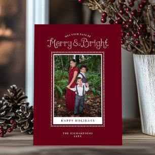 Cartes Pour Fêtes Annuelles Red Merry Bright Elegant Photo