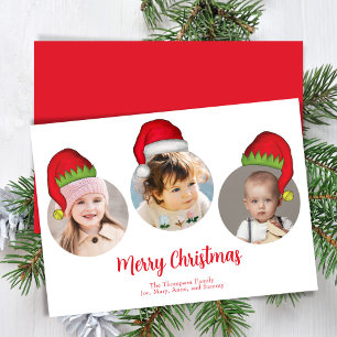 Cartes Pour Fêtes Annuelles Red Merry Christmas Photo Santa Hats