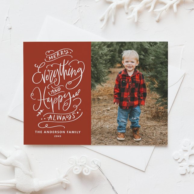 Cartes Pour Fêtes Annuelles Red Merry Tout et Happy Always Photo (Créateur téléchargé)