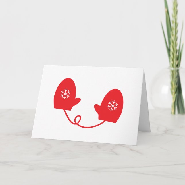 Cartes Pour Fêtes Annuelles Red Mittens (Devant)