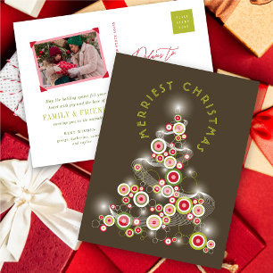 Cartes Pour Fêtes Annuelles Red Mod Cercles brillant arbre de Noël Abstrait