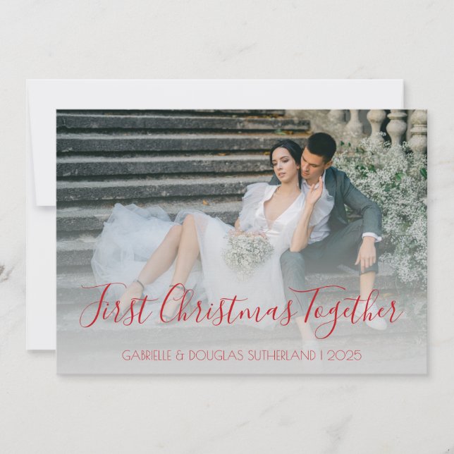 Cartes Pour Fêtes Annuelles Red Modern First Christmas Ensemble Photo Nouveaut (Devant)