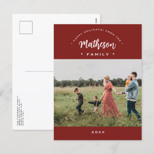 Cartes Pour Fêtes Annuelles Red Modern Joyeux Joyeux Jours Personnalisé Famill