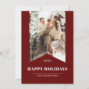 Cartes Pour Fêtes Annuelles Red Modern Joyy Holidays Family Photo 2022