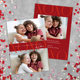 Cartes Pour Fêtes Annuelles Red Modern XOXO Photo Saint Valentin
