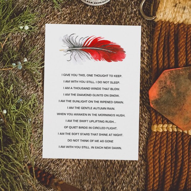Cartes Pour Fêtes Annuelles Red Native American Feather Memorial Indian Tribal (Créateur téléchargé)