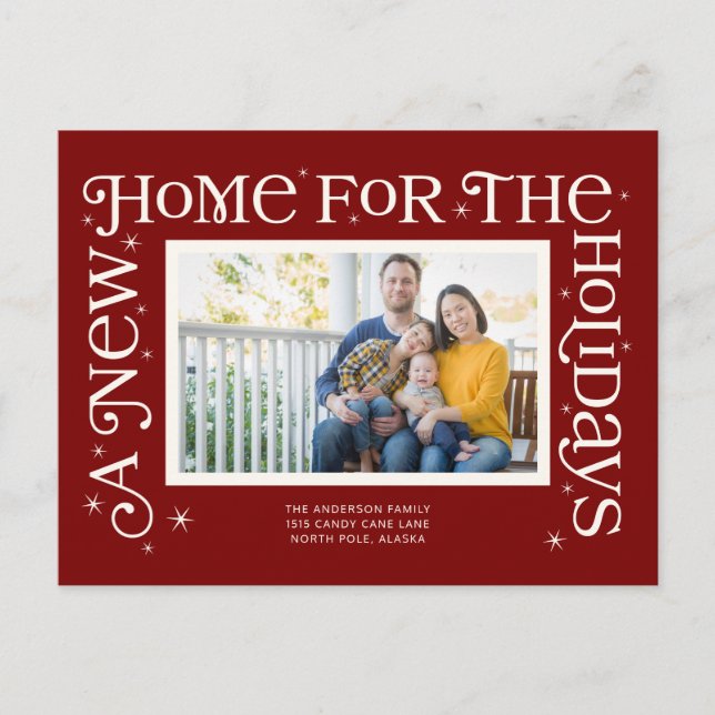 Cartes Pour Fêtes Annuelles Red New Home for the Holidays Photo  (Devant)