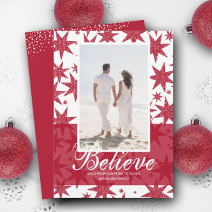 Cartes Pour Fêtes Annuelles Red Parties scintillant Stars Photo de Noël