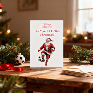 Cartes Pour Fêtes Annuelles Red Père Noël Soccer Player Fun Christmas Holiday 