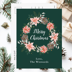 Cartes Pour Fêtes Annuelles Red Poinsettia Wreath Joyeux Noël