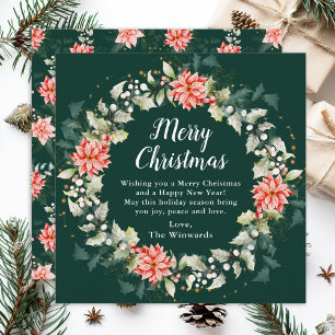 Cartes Pour Fêtes Annuelles Red Poinsettia Wreath Joyeux Noël