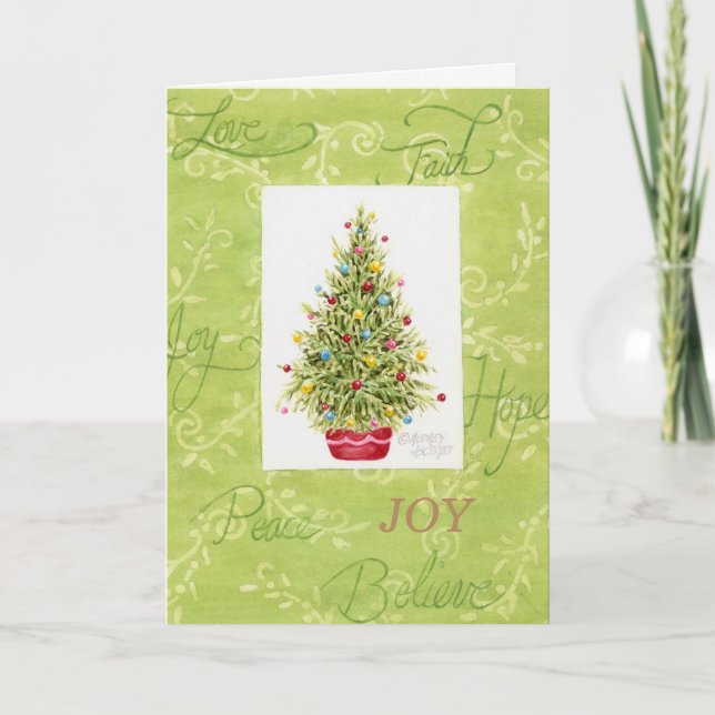 Cartes Pour Fêtes Annuelles Red Pot Christmas Tree of JOY Greeting Card (Devant)