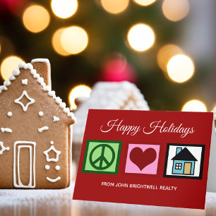 Cartes Pour Fêtes Annuelles Red Real Estate Company Happy Holidays Custom
