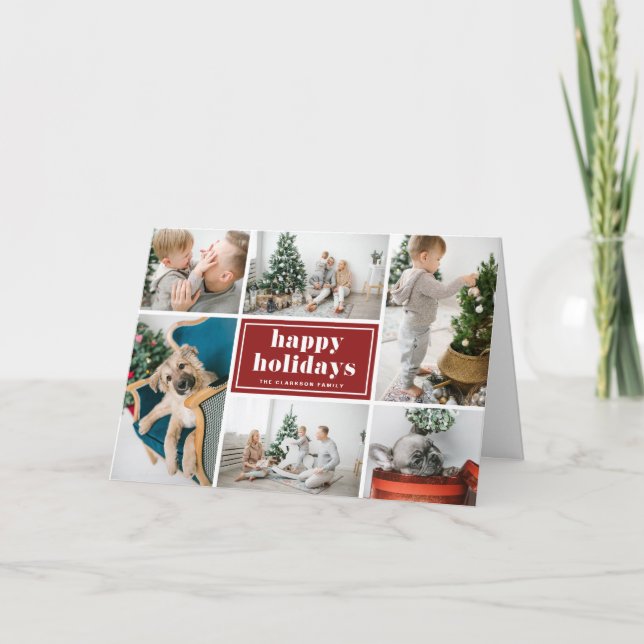 Cartes Pour Fêtes Annuelles Red Retro Happy Holidays Photo Collage (Devant)
