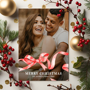 Cartes Pour Fêtes Annuelles Red Ribbon Bow Photo Noël