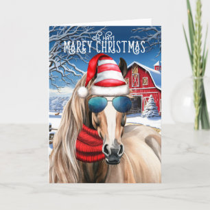 Cartes Pour Fêtes Annuelles Red Roan Horse drôle MAREy Noël