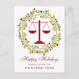Cartes Pour Fêtes Annuelles Red Scale Holly Wreath Simple Attorney Christmas