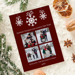 Cartes Pour Fêtes Annuelles Red Snowflake Ornements Collage photo