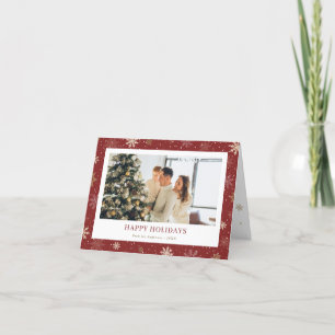 Cartes Pour Fêtes Annuelles Red Snowflake Photo Happy Holidays Foldays Card