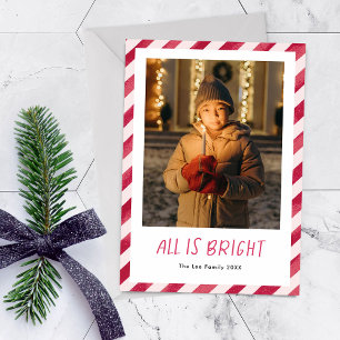 Cartes Pour Fêtes Annuelles Red Stripes Tout est lumineux Noël Photo