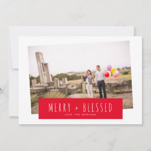 Cartes Pour Fêtes Annuelles Red Stripy Block Joyeux & Blessé Photo