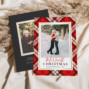 Cartes Pour Fêtes Annuelles Red Tartan Merriest Christmas Photo