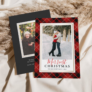 Cartes Pour Fêtes Annuelles Red Tartan Merriest Christmas Photo