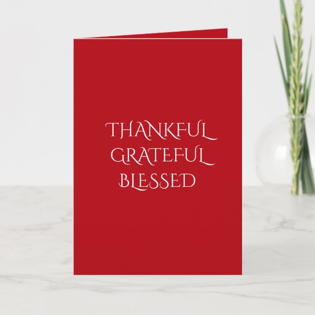 Cartes Pour Fêtes Annuelles Red Thankful Grateful Noël béni (Devant)