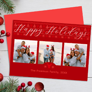 Cartes Pour Fêtes Annuelles Red Three Photo Nordic Christmas Happy
