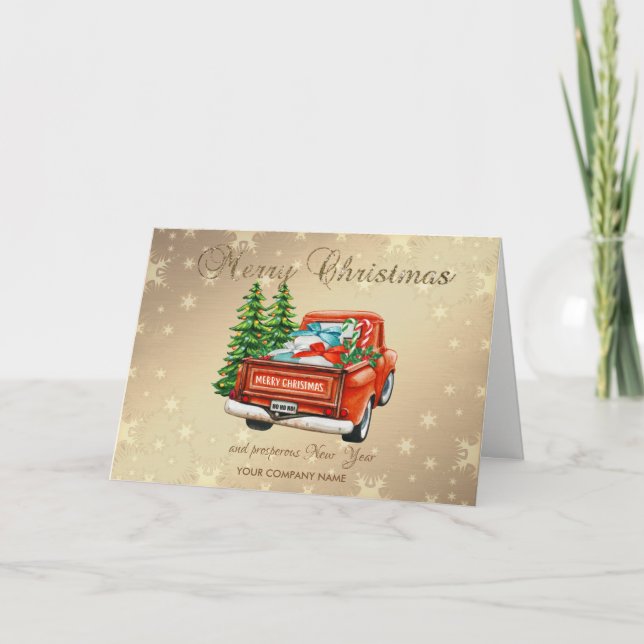 Cartes Pour Fêtes Annuelles Red Truck Pine Tree Joyeux voeux de Noël (Devant)