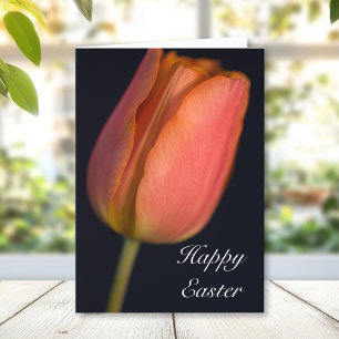 Cartes Pour Fêtes Annuelles Red tulip on Black Happy Easter