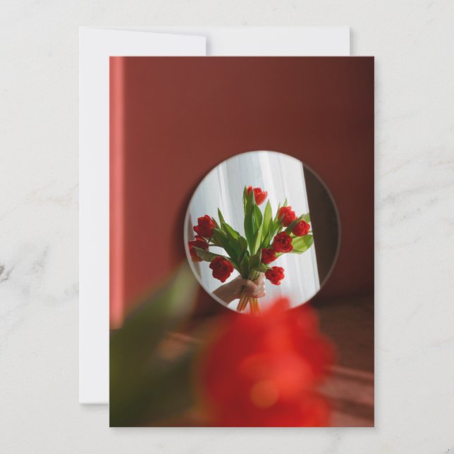 Cartes Pour Fêtes Annuelles Red Tulips “Be My Valentine?” Modern Valentine's (Devant)