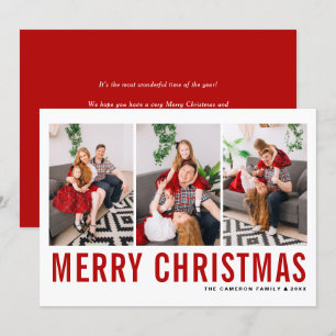 Cartes Pour Fêtes Annuelles Red Typography Photo Collage Joyeux Noël