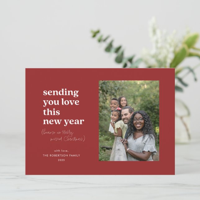 Cartes Pour Fêtes Annuelles Red Vous Aimez Ce Nouvel An (Debout devant)
