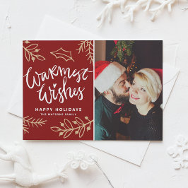 Cartes Pour Fêtes Annuelles Red Warmest Wages Moderne Calligraphie Photo