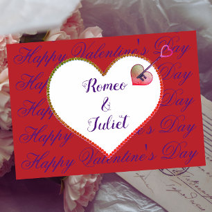 Cartes Pour Fêtes Annuelles Red White Heart Love Élégant Jour des Valentines