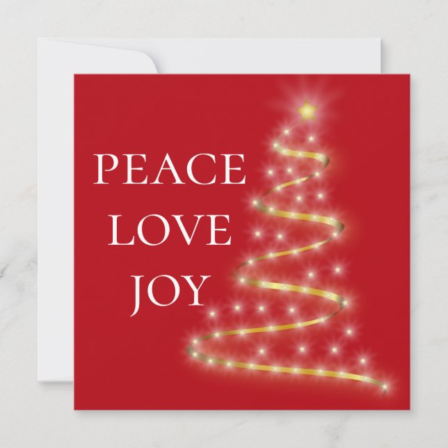 Cartes Pour Fêtes Annuelles Red White Peace Love Jove Carré (Devant)
